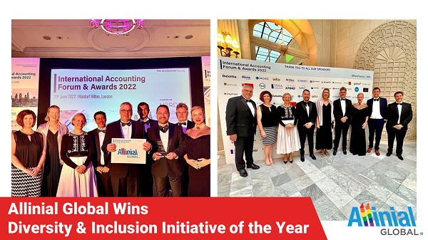 Allinial Global, red de despachos profesionales a la que pertenece ADADE/E-Consulting, ha ganado recientemente el premio a la Iniciativa de Diversidad e Inclusión del Año en el programa de los Premios y Foro Internacional de Contabilidad 2022
